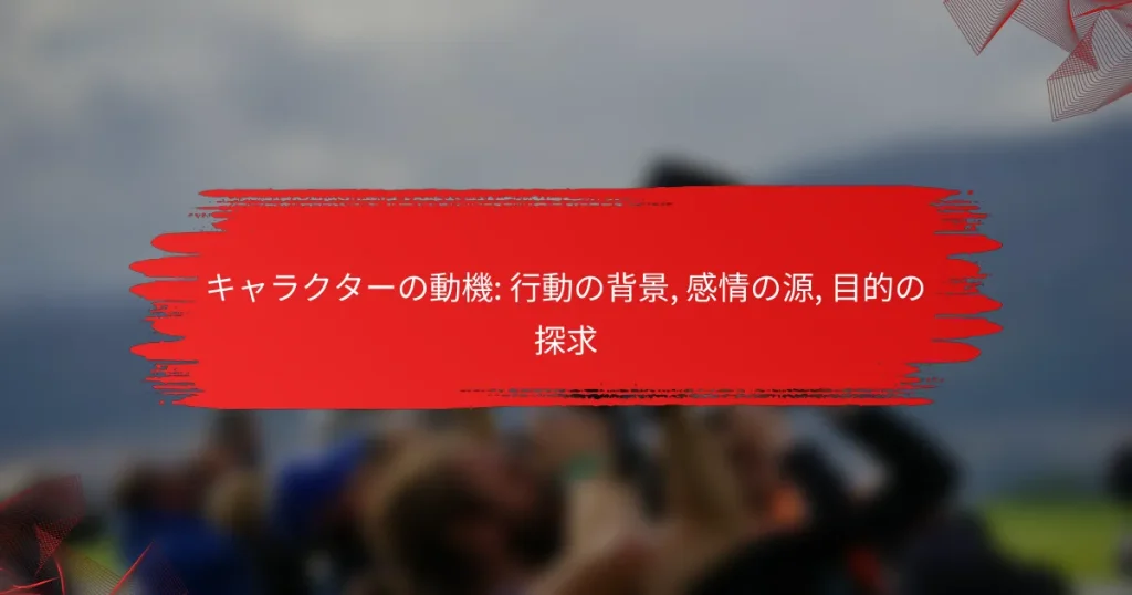 キャラクターの動機: 行動の背景, 感情の源, 目的の探求
