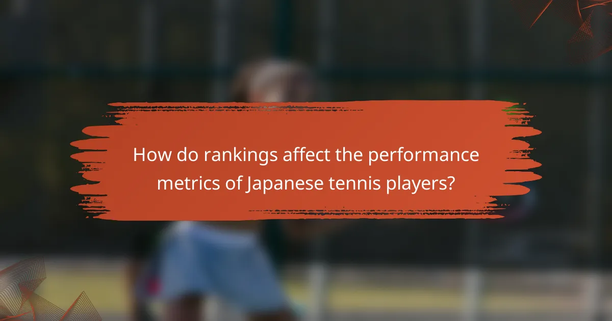 How do rankings affect the performance metrics of Japanese tennis players?