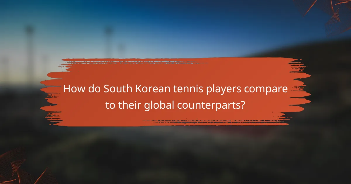 How do South Korean tennis players compare to their global counterparts?