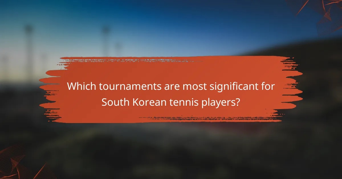 Which tournaments are most significant for South Korean tennis players?